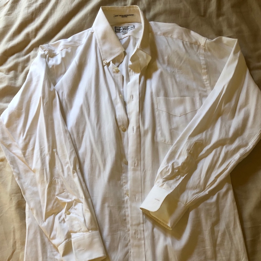 Paul Fredrick crisp white button down shirt